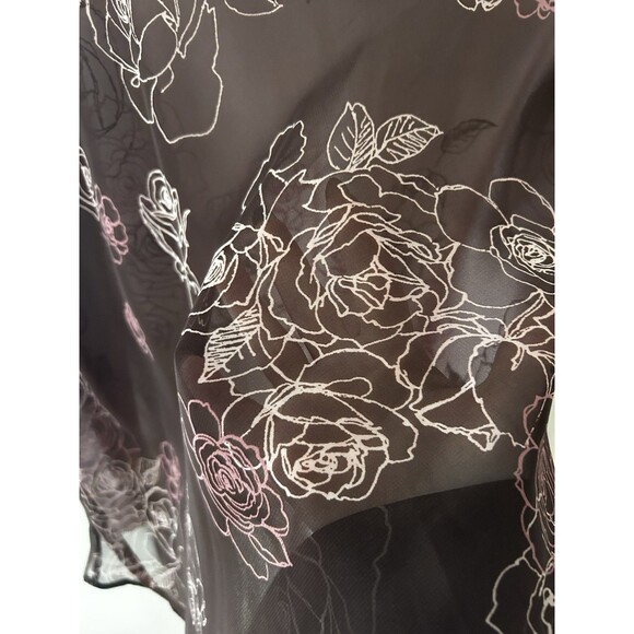 VTG Y2K Apt 9 Skirt Size 8 Brown Pink Sheer Floral Slip Midi Goth Fairy Grunge - Picture 2 of 6
